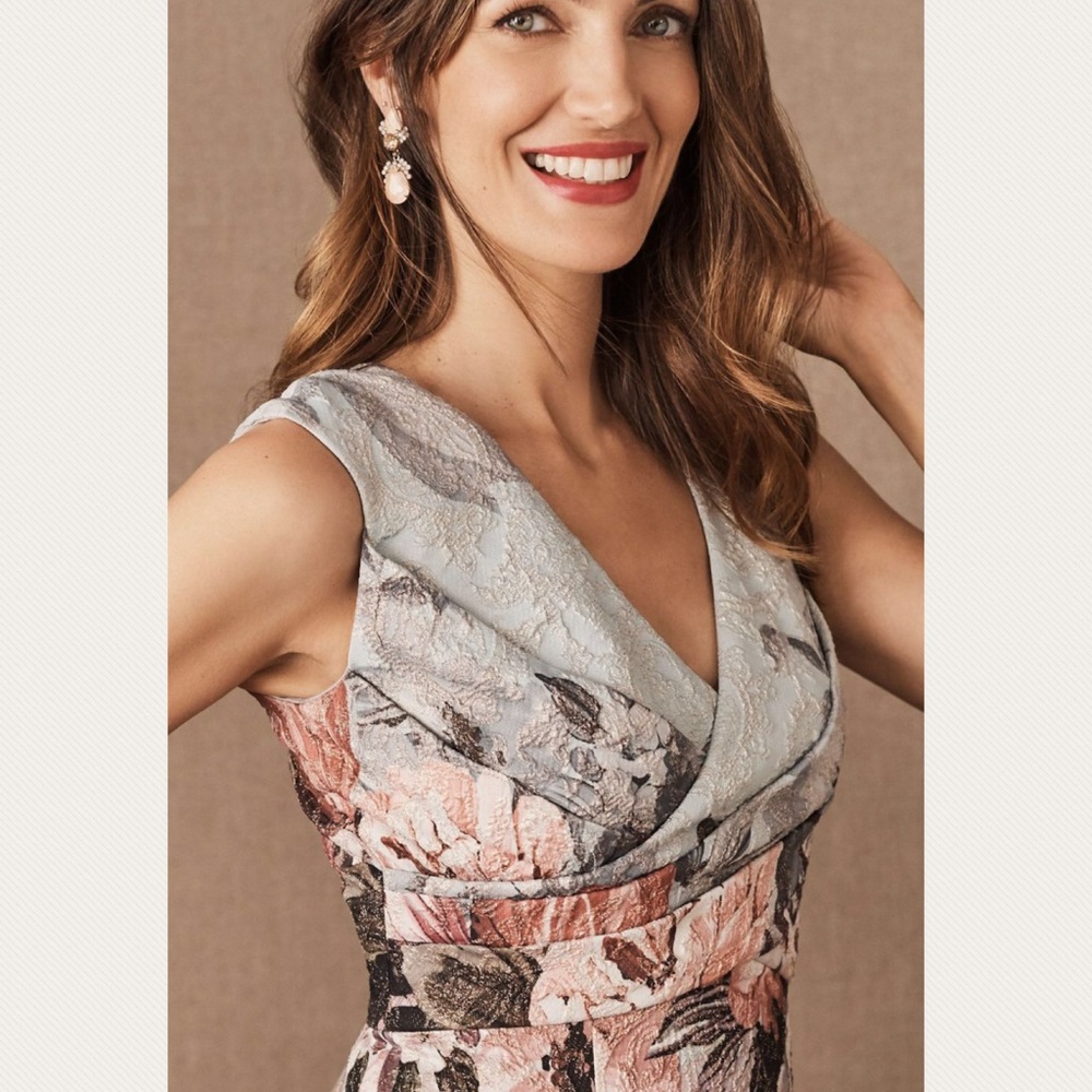 Adrianna Papell x BHLDN Lilliana 0, 2 Blue Floral Sleeveless Formal MOB MOG Gown - Picture 3 of 9